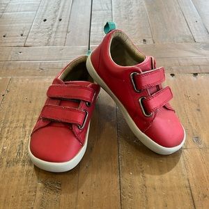 Ten little red leather sneakers